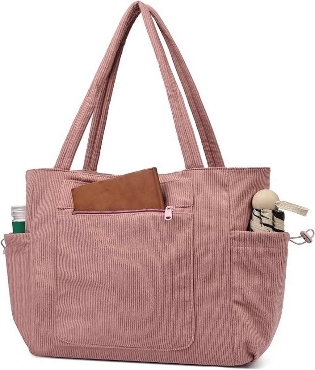 Dames Shopper Tas met Laptopvak - Ruime Tote Bag voor Dagelijks Gebruik