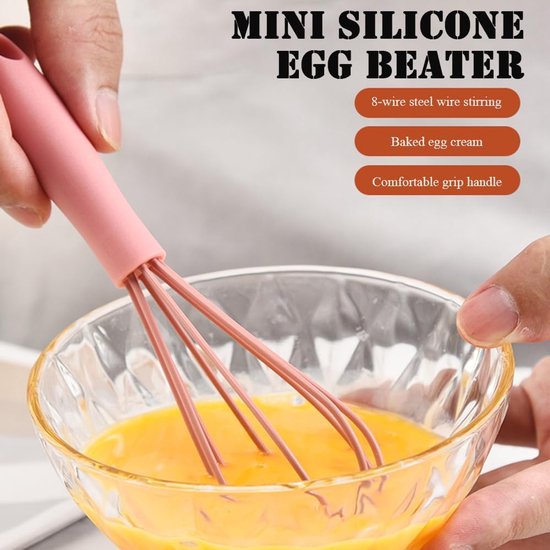 VALINK Silicone Whisk, Egg Whisk, Silicone Balloon Whisk Small Silicone Whisk Egg Stirrer for Mixing Cooking Baking Hot Chocolate Grey — afbeelding 5