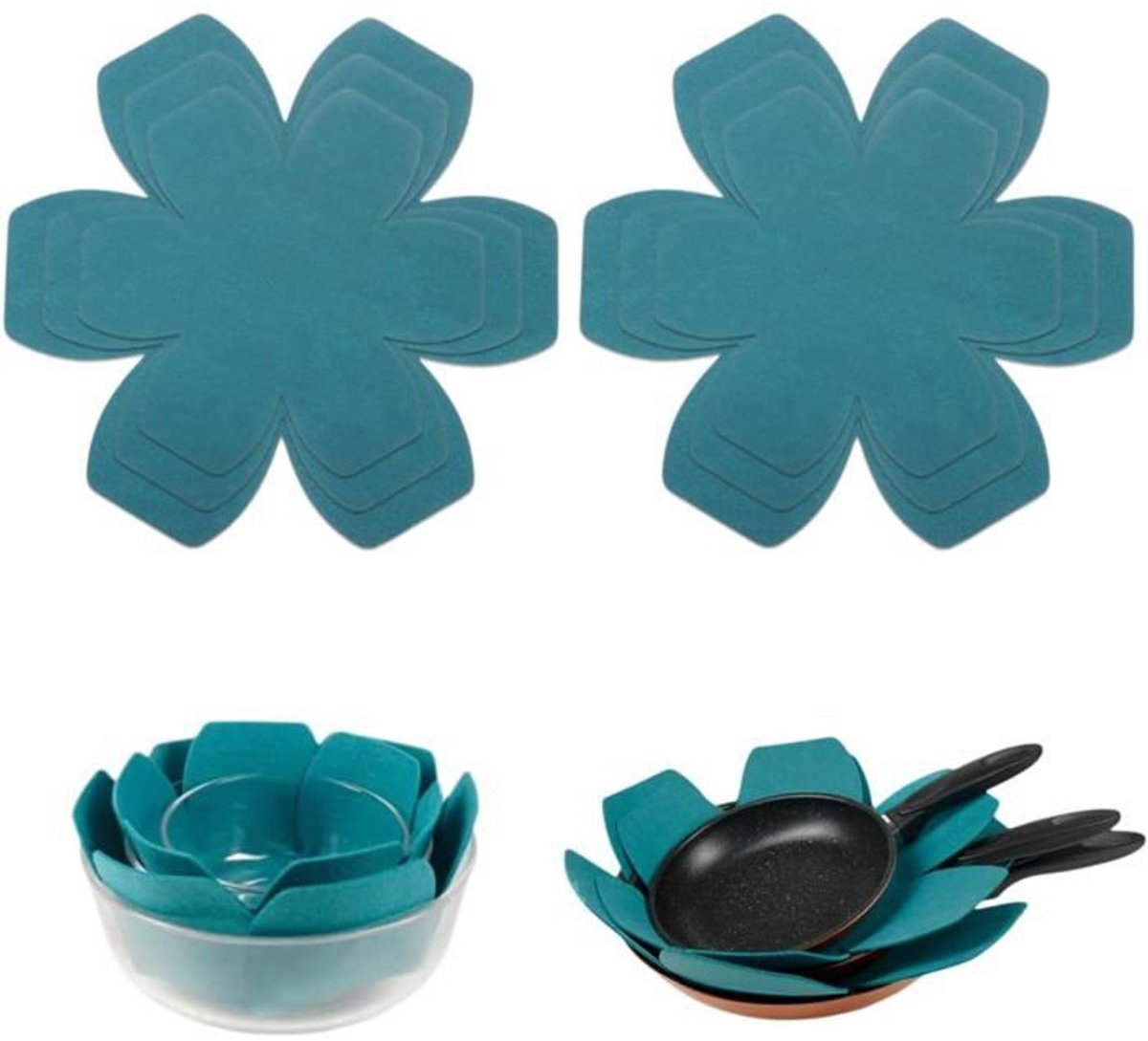 6 vilten pottrimmers, 3 maten (25/20/15 cm) - Antislip en warmte-isolerende matten