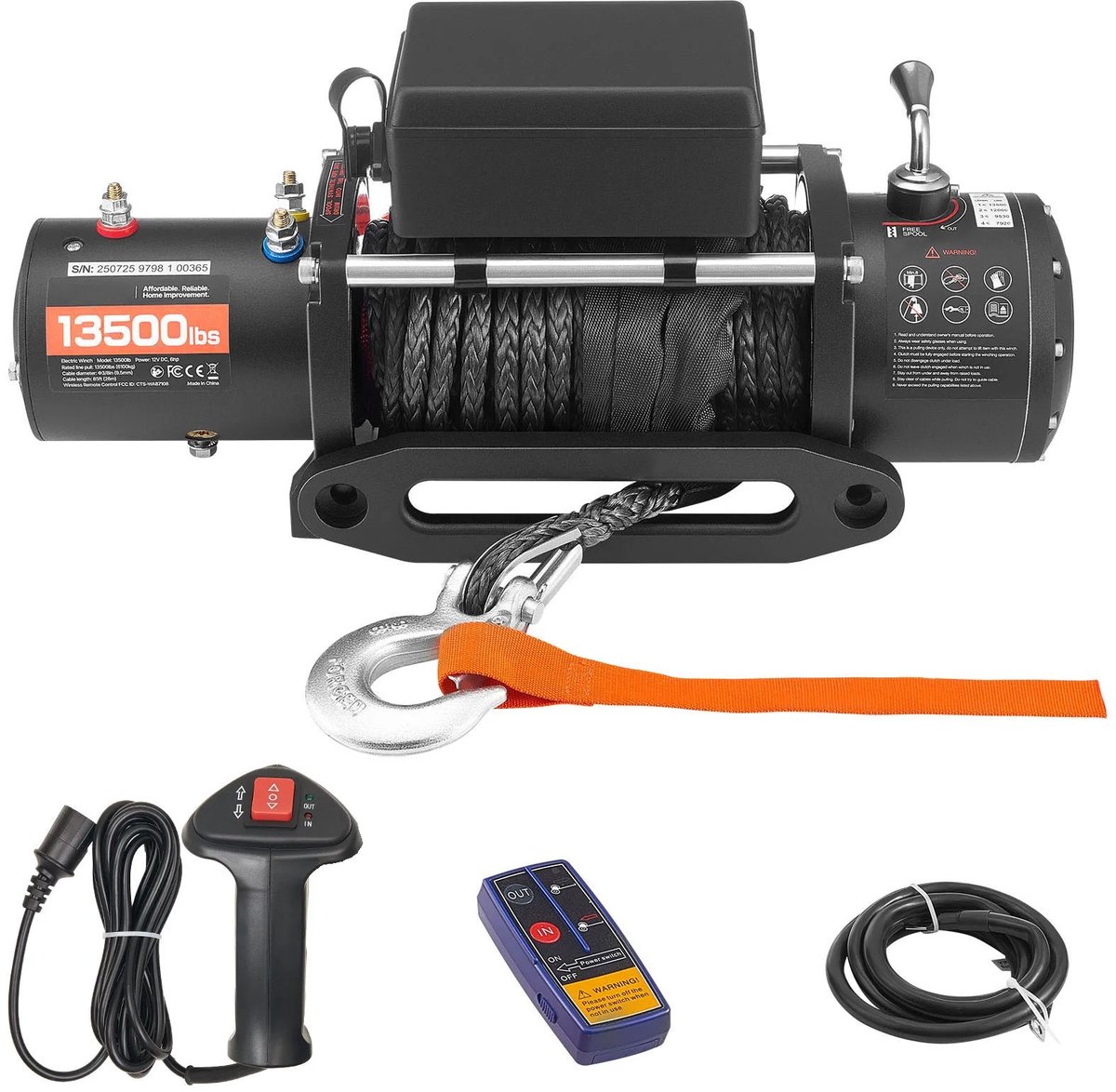 Cellista Elektrische Lier 12V 13500 lbs - Autolier - Offroad Lier - Synthetisch Touw - Trekvermogen 6120 kg - SUV Jeep Trailer