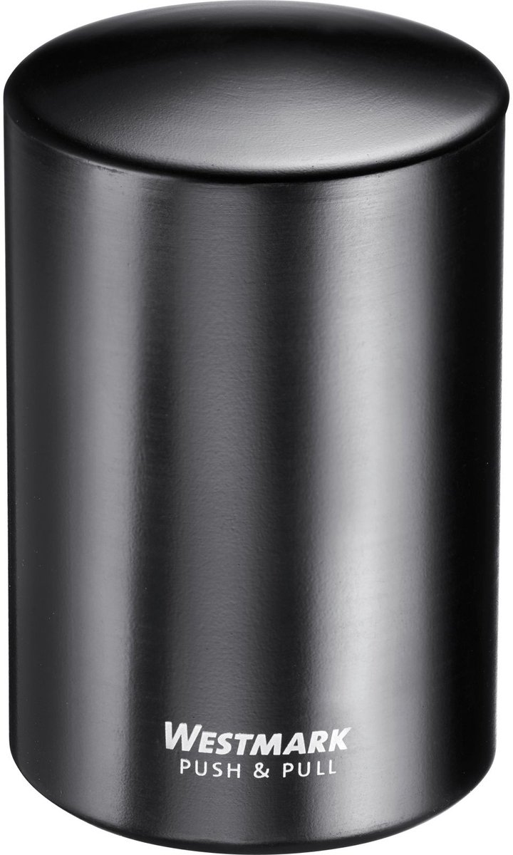 Westmark Automatische kurkentrekker, voor kroonkurken, aluminium, Push&Pull, zwart, 5,3 x 5,3 x 8 cm
