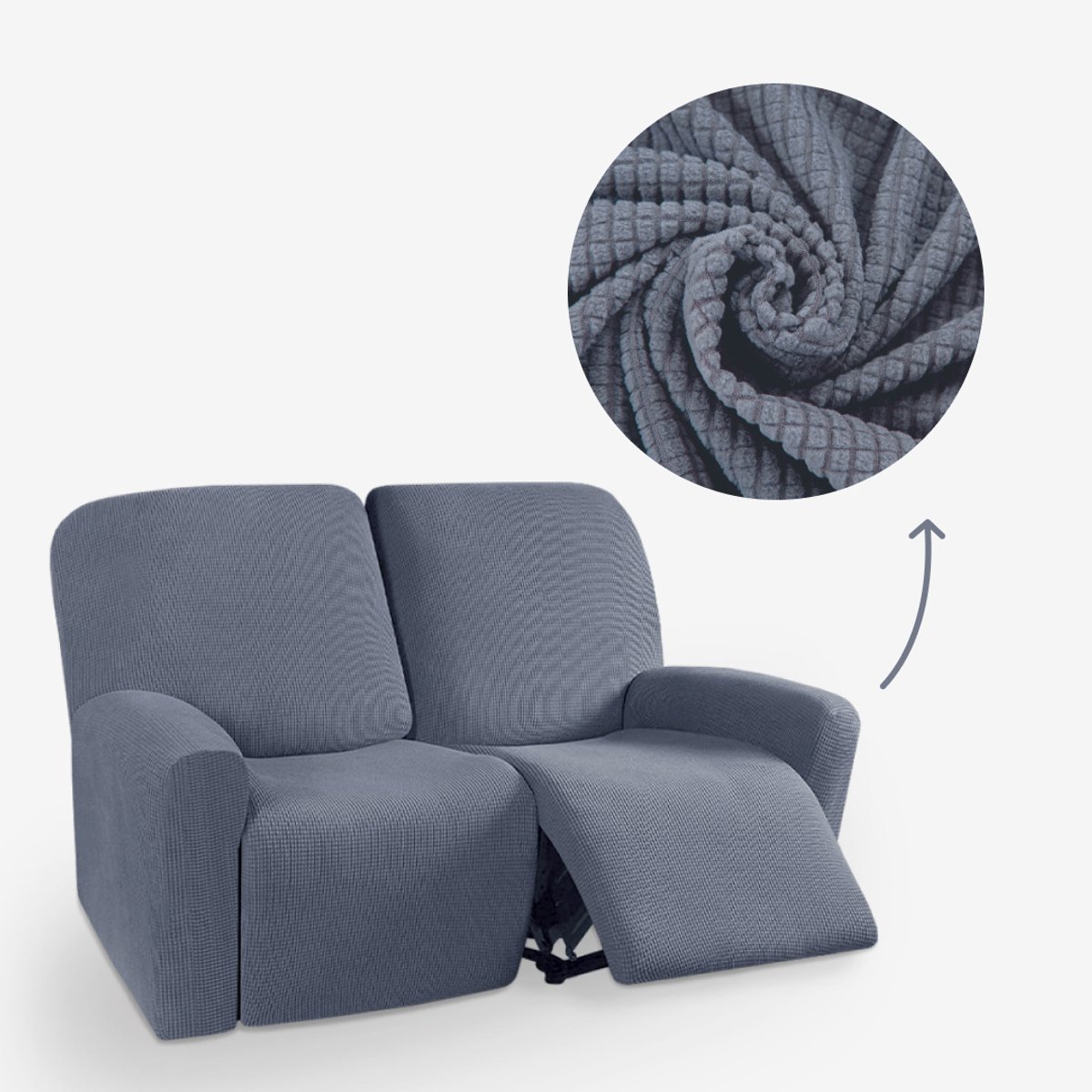 BankhoesDiscounter Knitted Recliner Fauteuil Hoes – Relaxzetel – Relax Sofa Hoes – Bankbeschermer – Zetel Hoes - Sofa Cover - M2 (122-165cm) - Grijs