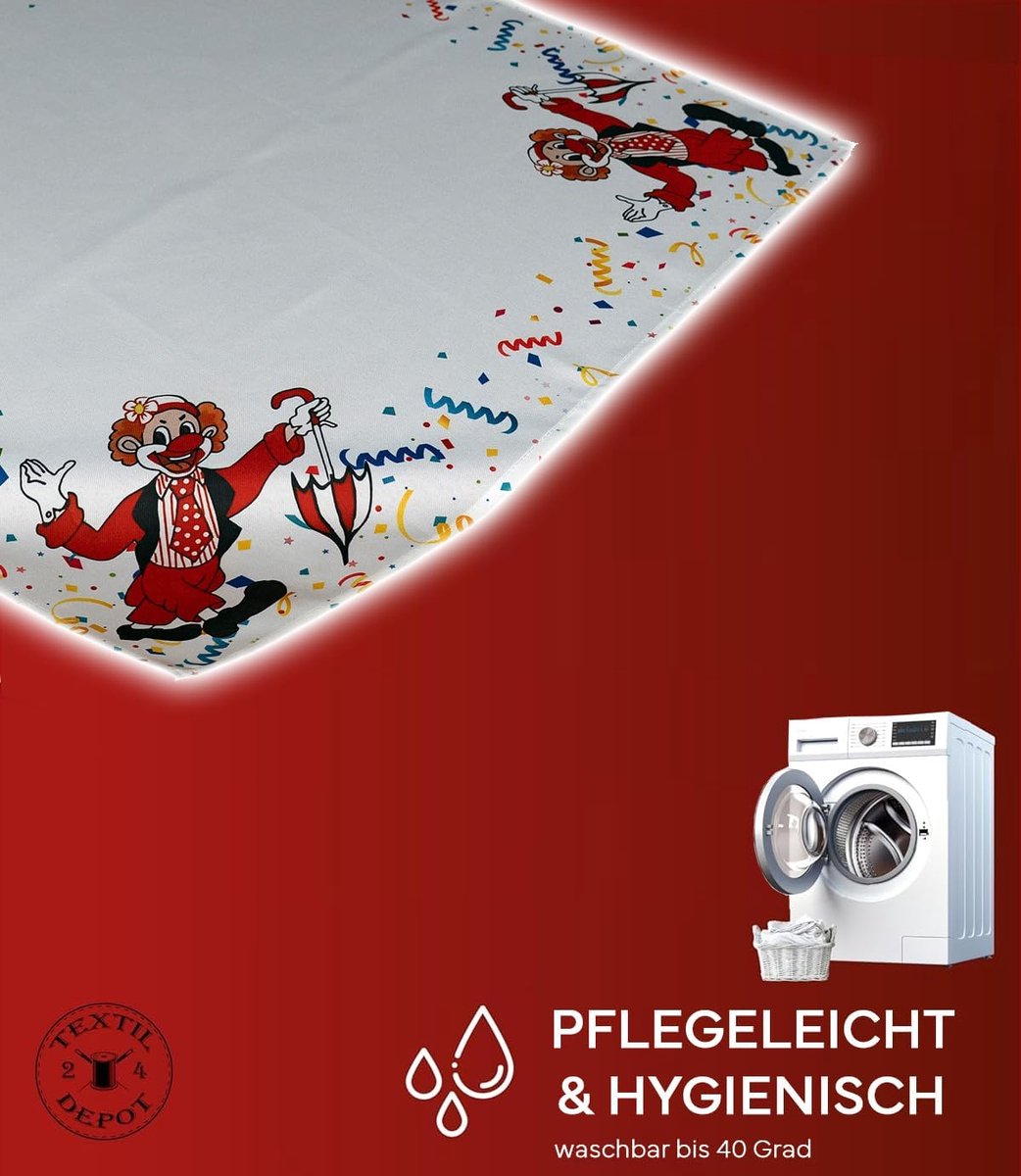Tafelloper 40 x 90 cm print motief clown met scherm tafelband