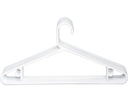 Clorox Witte plastic kleerhangers - 10 stuks | Ideaal voor dagelijks standaard gebruik | Twee accessoirehaken | Value Set