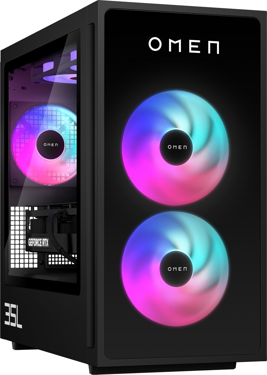 HP OMEN 35L Gaming Desktop GT16-1971nd PC AMD Ryzen™ 7 7800X3D 32 GB DDR5-SDRAM 1 TB SSD NVIDIA GeForce RTX 5070 Windows 11 Home Tower Zwart