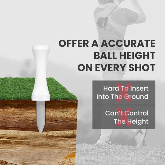 Houten Golf Tees - Golf Accessoires - Golf Swing Training - Verbeterde Duurzaamheid Stabiliteit - 60 Pack Verschillende Maten van houten — afbeelding 4