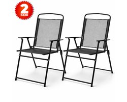 Happy Holidayz 2 Opvouwbare Campingstoelen Zwart - Set 2 Stuks 65x53x90cm - Staal Weerbestendig - Inklapbare Strandstoel voor Tuin, Balkon & Camping - Kampeerstoel - Vouwstoel - Klapstoel buiten - Campingstoelen - Tuinstoelen - Balkonstoel