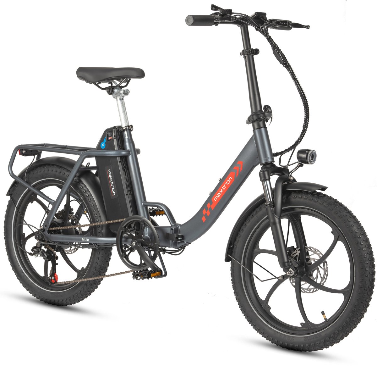 Maxtron MULE Elektrische Fiets – Opvouwbare E-bike – 960Wh Lithium Accu – Actieradius tot 70 km – 20×3.0 inch Banden – 7 Versnellingen – Mechanische Schijfremmen – Stadsfiets – Max. Belastbaar tot 120 kg – Grijs