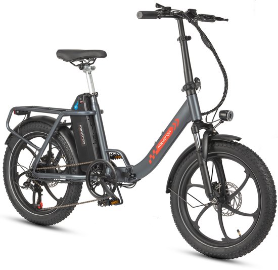 vankel MULE Elektrische Fiets - Opvouwbare E-bike - 960Wh Lithium Accu - Actieradius tot 70 km - 20×3.0 inch Banden - 7 Versnellingen - Mechanische Schijfremmen - Stadsfiets - Max. Belastbaar tot 120 kg - Grijs van VANKEL — afbeelding 2