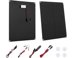 VEVOR 30w 12v Zonnepaneel Acculader, Monokristallijn Zonnepaneelset Met Ingebouwde Slimme Controller en 3 Verbindingskabels, Draagbaar voor Camper, Auto, Motorfiets, Boot, Busje en Camper