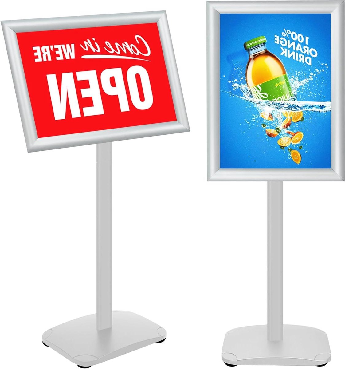 Poster Stand - Sign Houder - Winkel Displays - Verstelbaar 360 Graden - A3 Formaat - Zilver