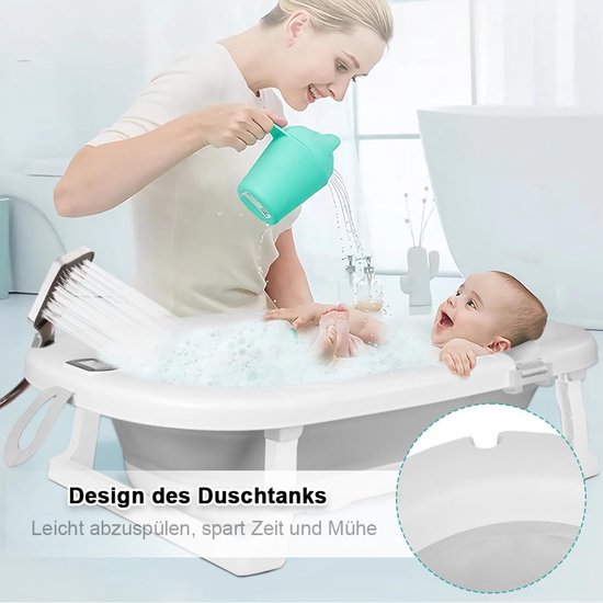 Opvouwbaar Babybad - Babybadje XXL - Veilig Baden - Met Temperatuurmeter - 80x50x23cm - Grijs — afbeelding 3