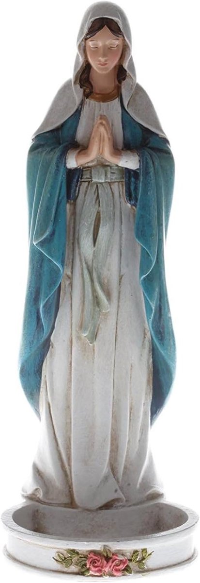 Madonna Rosary Holder - Gebedssnoer Houder - Rosary Opslag - Schadebestendig - 3.5" B x 8" H - Blauw Wit