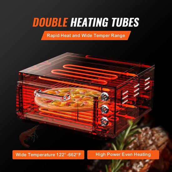 CYRO - Pizzaoven - Pizza Oven - Pizza Oven Elektrisch - Elektrische Pizza Oven - Roestvrijstaal - met Steen - 36 CM - Zilver — afbeelding 5