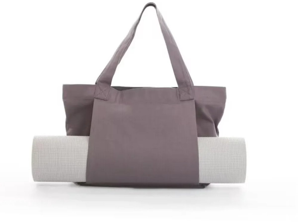 WiseGoods Luxe Yogatas Met Grote Capaciteit - Canvas Schoudertas Voor Yogamat - Outdoor Gym & Reizen - Sport Accessoires - Grijs