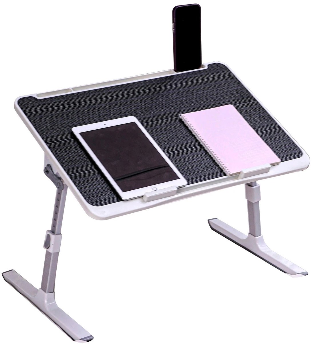 Stervia Laptop Standaard - Bedtafel - Laptoptafel - Monitor Standaard - Verstelbaar - Opvouwbaar - Zwart - 40 x 60 x 27 cm