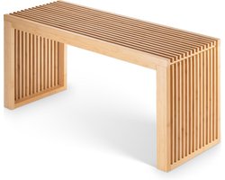 BAM BOO BOX Bamboe Zitbank | Stabiele Houten Bank voor Hal, Badkamer, Keuken, Eetkamer of Slaapkamer | Halbank 90x33x43 cm | Bankje tot 250 kg belastbaar | Halbankje zonder Rugleuning