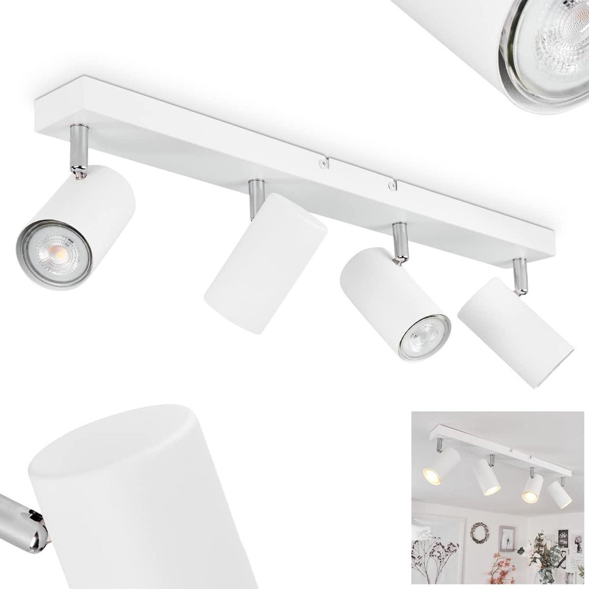 Plafondlamp Metaal - Moderne Lamp - Binnenverlichting Hal - Verstelbare Spots - 56cm Lang