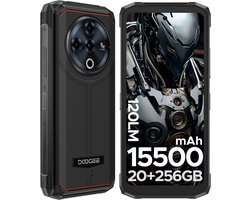 DOOGEE Fire6 Power - Robuuste Smartphone - 20 RAM +256GB ROM / 2 TB TF - 15500mAh/33W- 3-in-1 Reverse Charging/18 W - 6.56 Inth 90Hz - Android 14 - 50MP AI Camera - 120 lm zaklamp - Zwart
