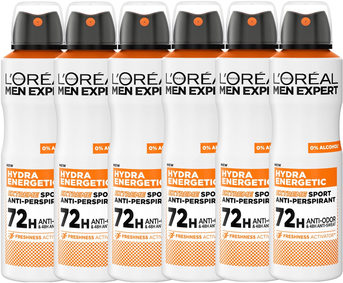 L'Oréal Paris Men Expert Extreme Sport Deodorant Spray - 72U anti-geur - Verrijkt met freshness activator - 150ml x6