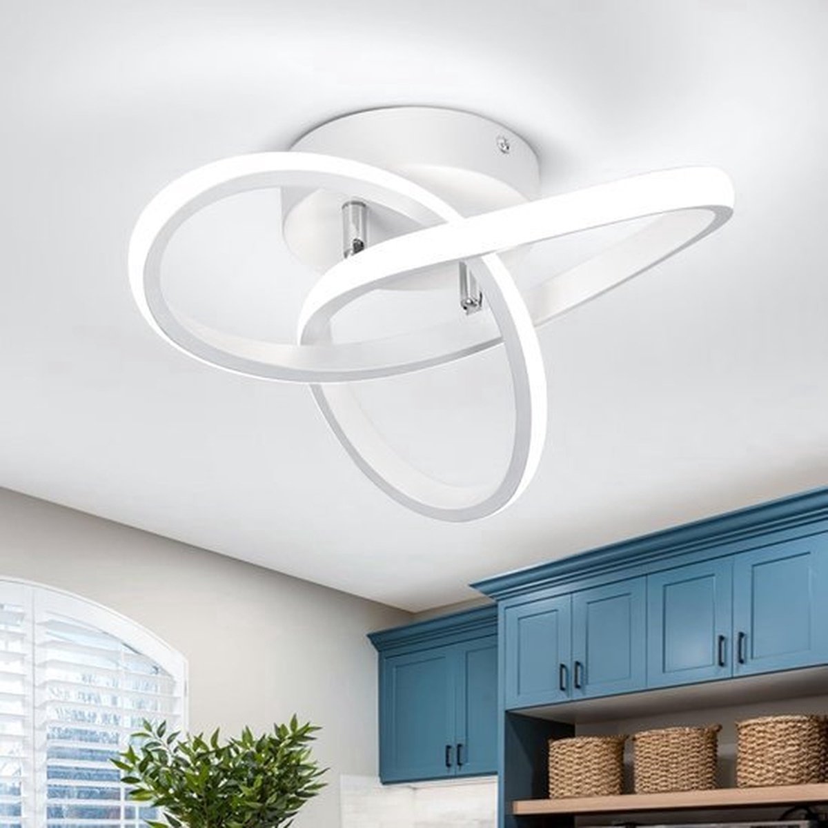 Moderne LED Plafondlamp - 22W 2500LM 6000K Diameter 25 Cm Gebogen Design - Half Inbouw Plafondverlichting voor Slaapkamer & Badkamer - Energiezuinige Keukenlamp