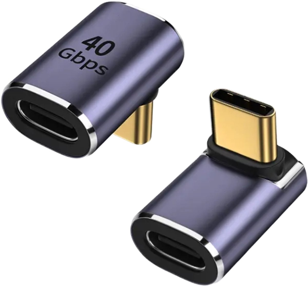 Aventrix USB-C Haakse Adapter 90° – USB4 40Gbps – 100W Snelladen – 8K 60Hz – Type-C Male naar Female – Voor MacBook, Laptop & Smartphone