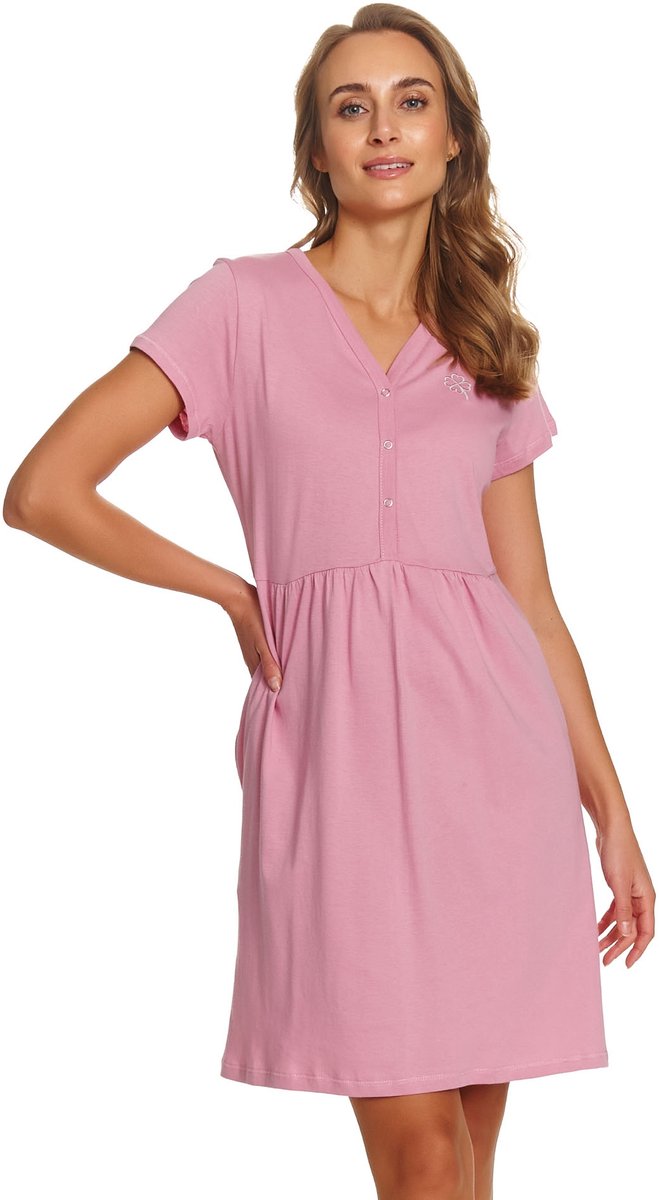 Doctor Nap Katoenen Nachthemd Borstvoeding Zwangerschap TB.5336 Blush Rose 38 / Roze