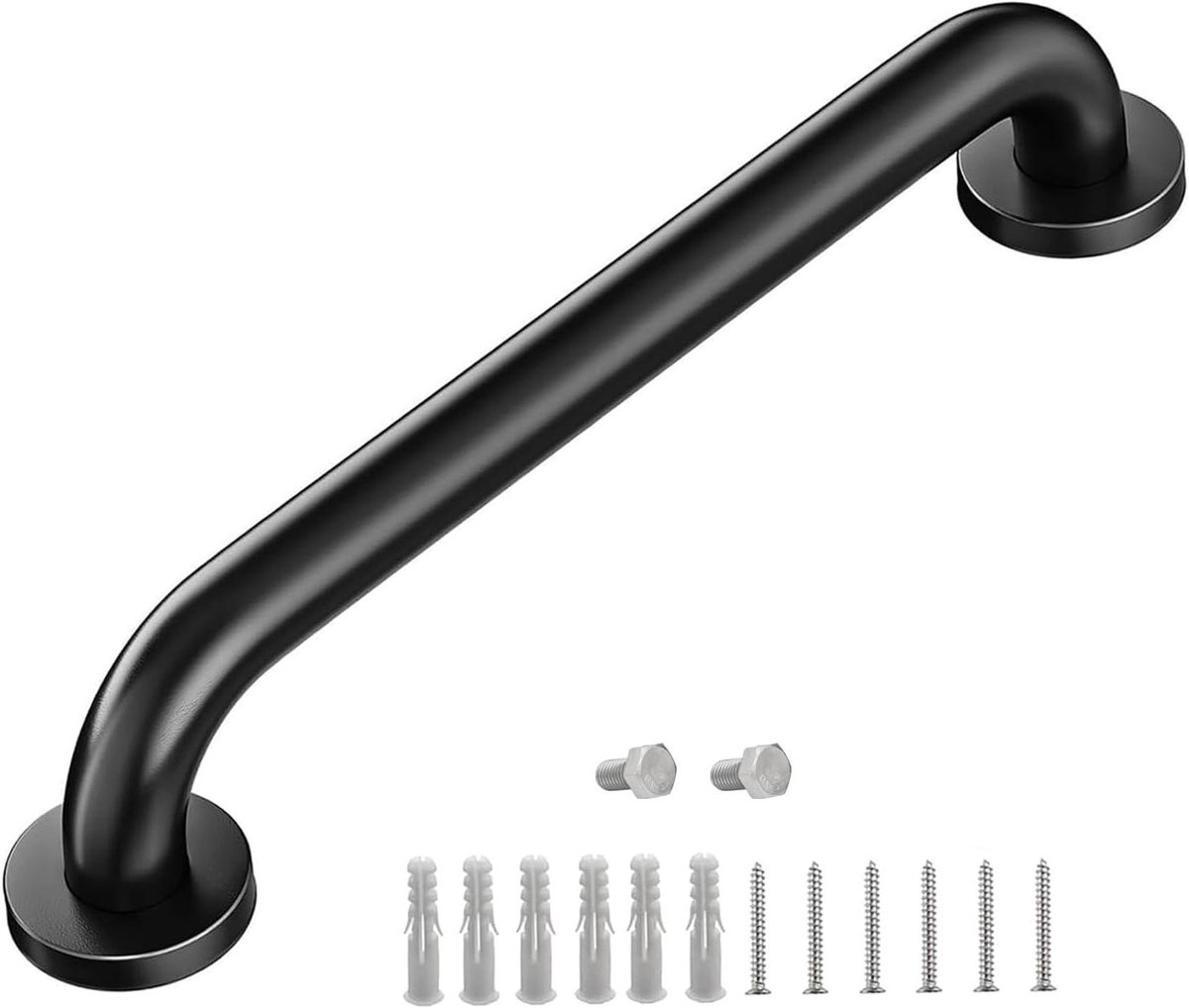 Douche Grab Bar - Veiligheid Handgreep - Badkamer Veiligheid - Roestvrij Staal - 12 Inch - Mat Zwart