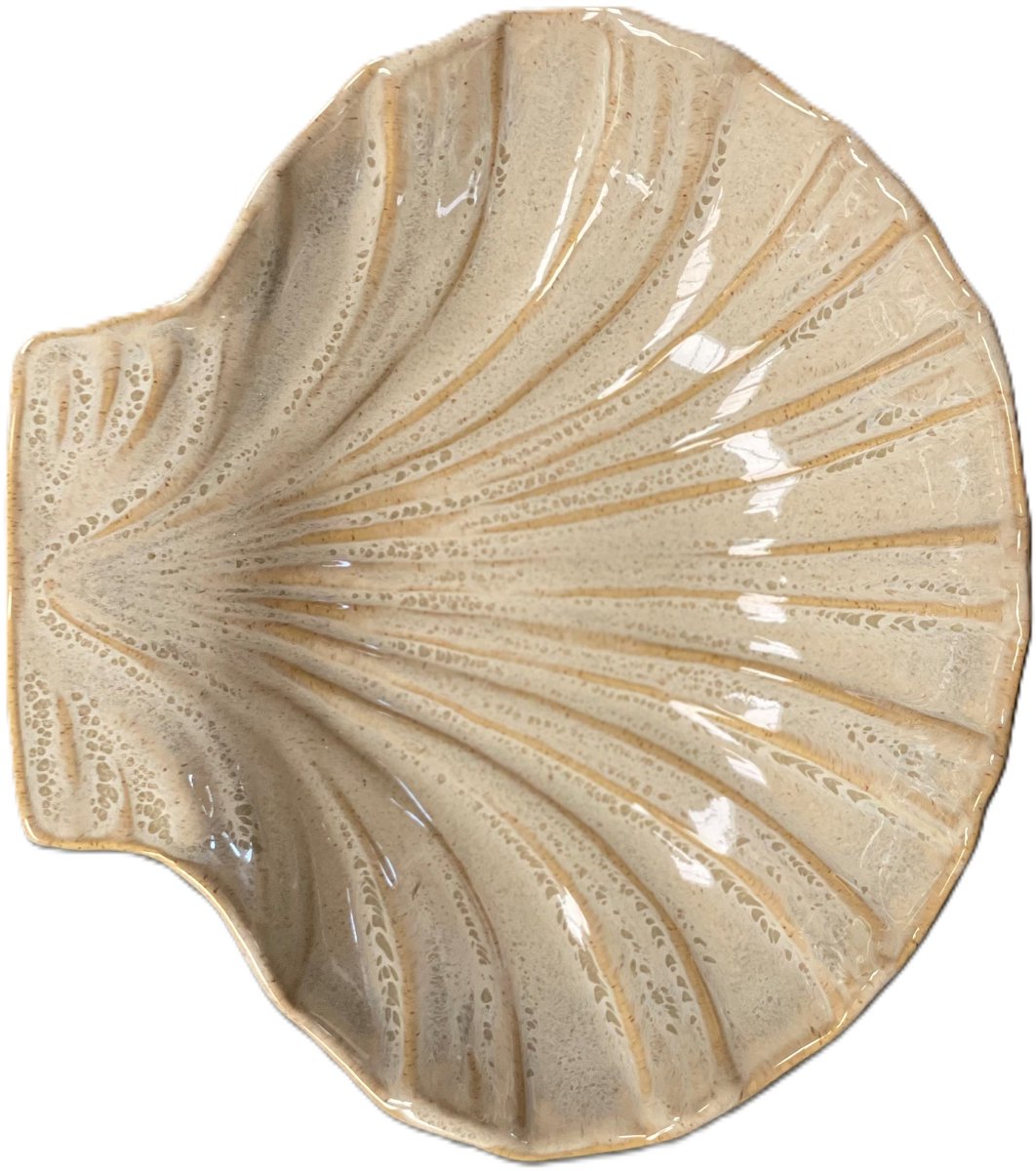 Puro Portugues - serveerschaal - tapas schaaltjes - Sint Jacobsschelp - Coquille St. Jacques - 20x18x4cm - zandkleurig - Portugal - keramiek - aardewerk