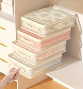 Opbergbox met Rits - Transparant en stofbestendig - Opvouwbaar - Opbergzak met Rits & Handvatten - Voor Kleding, Ondergoed, Dekbed, Beddengoed - Kledingkast Organizer - 40x30x12 cm - 4 items - Beige