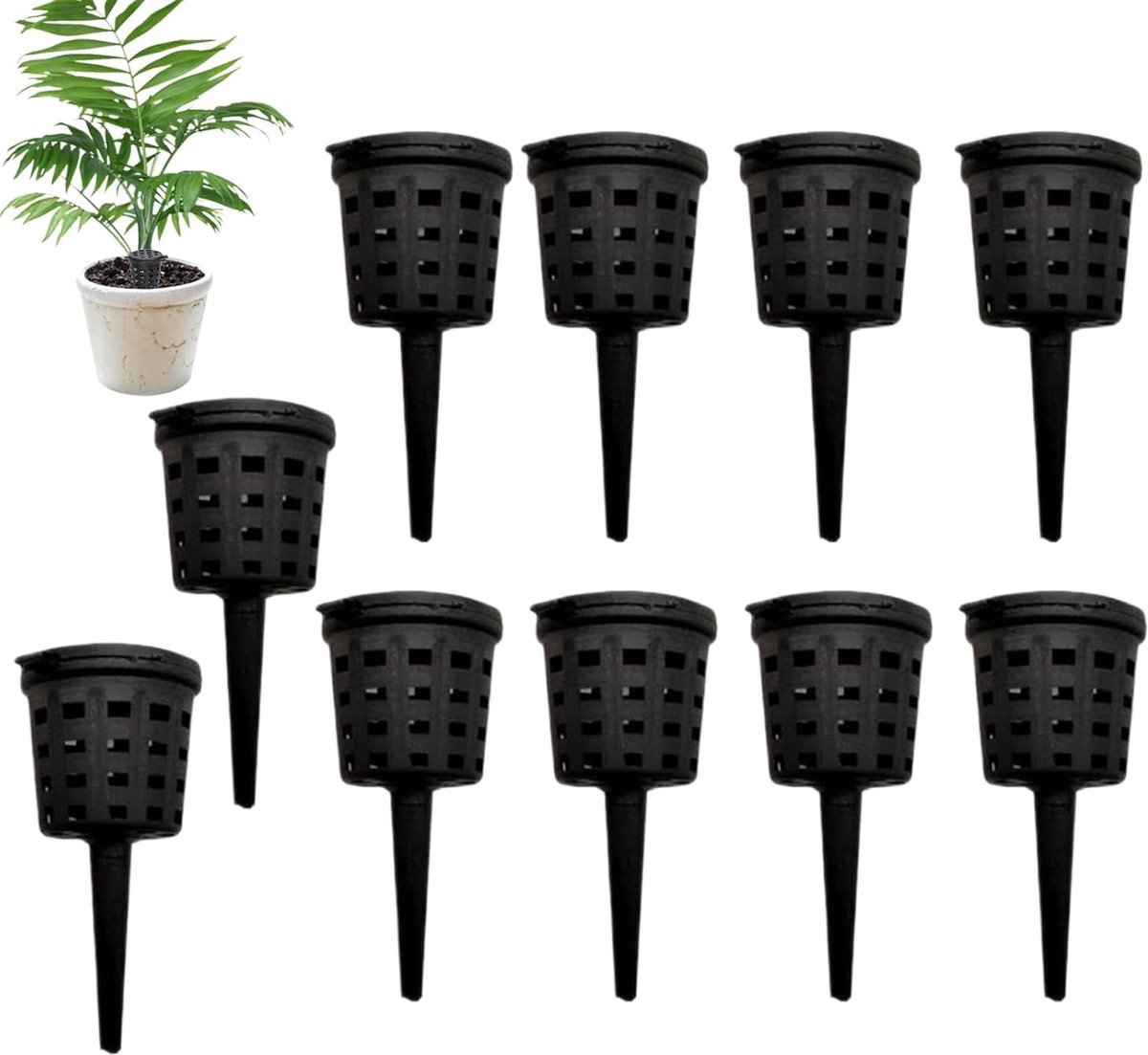 10 stuks - Mestbakken - Meststofbakken - Meststof Manden - Mestdoos - Meststoffenmand - met deksel - draagbare meststofbakken met deksel - Bonsai meststofbakken - voor binnen- en buitentuinieren, groenteteelt en thuistuinieren - 2*2*5 cm - zwart