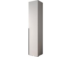 MEBLE KRYSPOL Inova 1 Moderne Kast met Planken en Stang - Opbergkast voor Slaapkamer, Woonkamer - 236,7x50x47cm - Kleur Behuizing Wit - Kleur Voorkant Wit - Kleur Handgreep Zwart