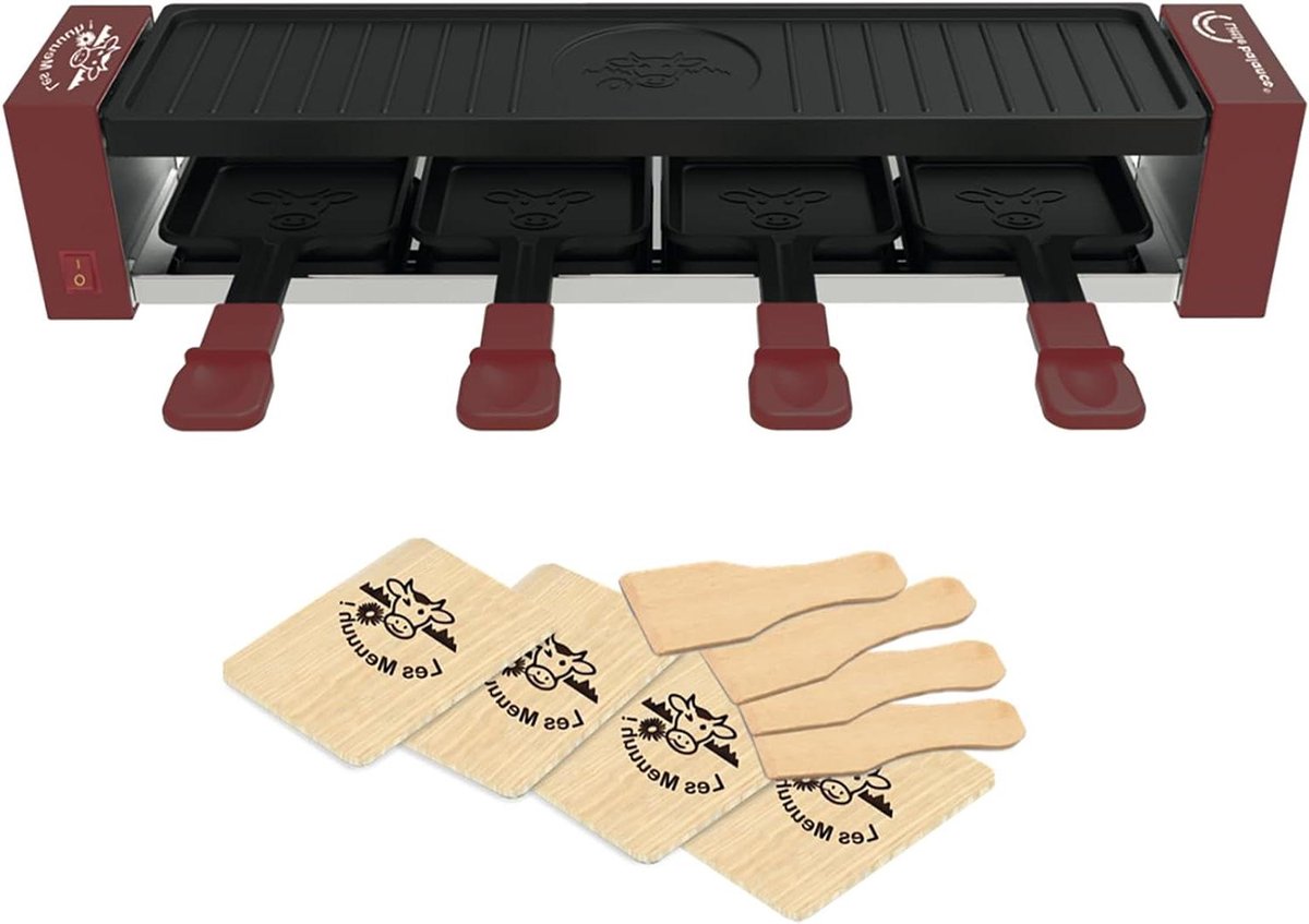 Raclette Grill - Indoor Grill - Gezellig Tafelen - PFAS-Vrij - Compact Design - Chili