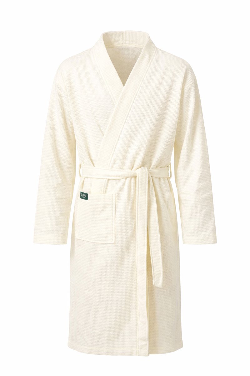 Sauna badjas wafel - LOUVE PARIS - unisex kimono badjas wafelstructuur - 100% Biologisch katoen - Hammam - SPA - kimono - wafel badjas dames - wafel badjas heren - Beige - Maat M