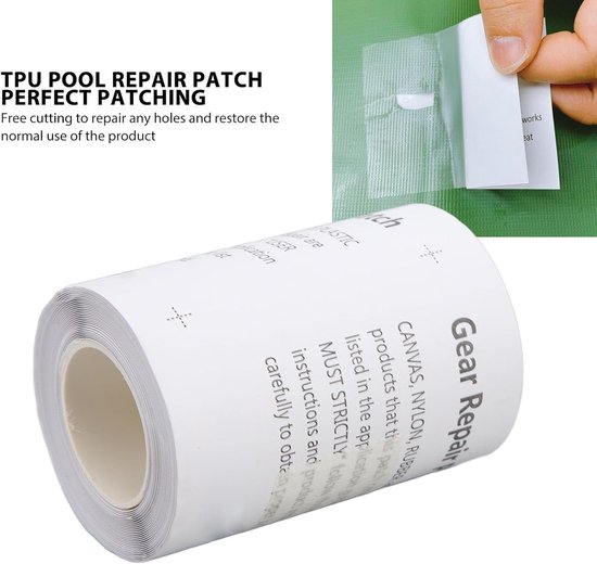 TPU zwembadreparatiepatch tentreparatietape kit 7,5 x 375 cm rol voor luchtbedden, boten banken PVC nylon synthetisch leer rubber kunststof luifels — afbeelding 5