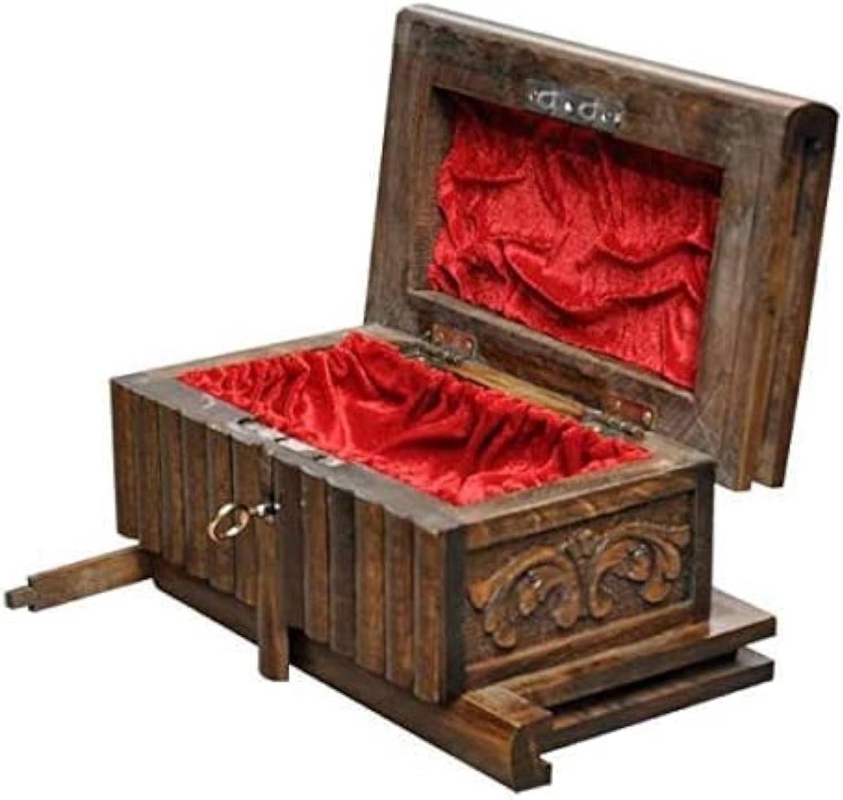 Tubibu Walnut Treasure Secret Magic Box Handgemaakte Unieke Sieraden Doos met Verborgen Sleutel (P-Medium)