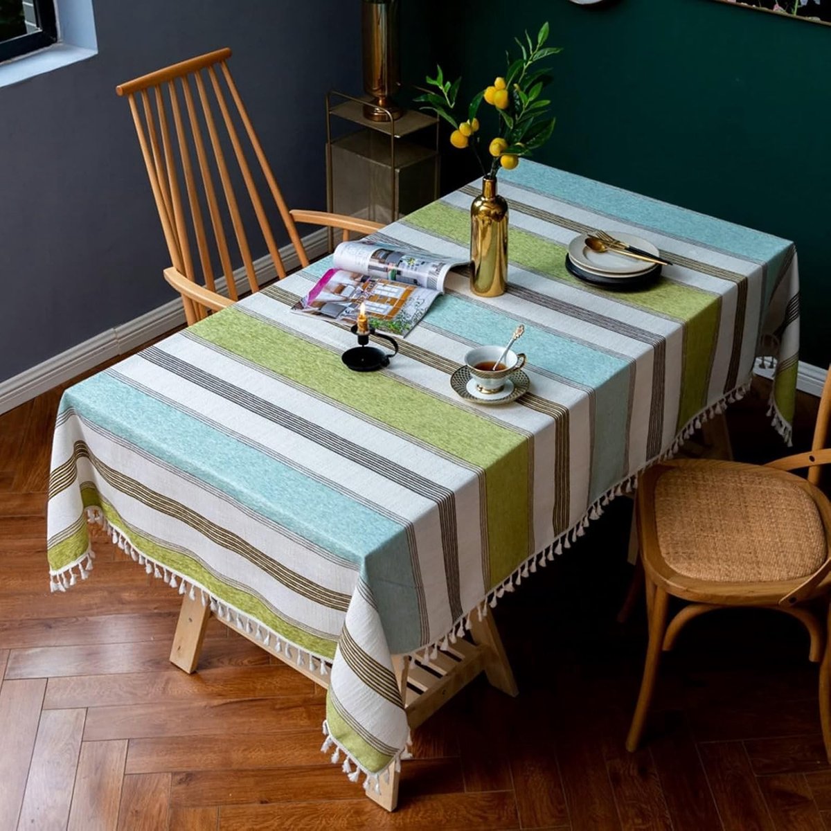 Tafelkleed - Afwasbaar Linnen - Buiten Eten - Vlekbestendig Ademend - 100x160 cm - Olijfgroen