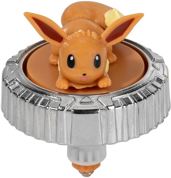 Eevee figuur op een zilveren spinner met bruine basis.