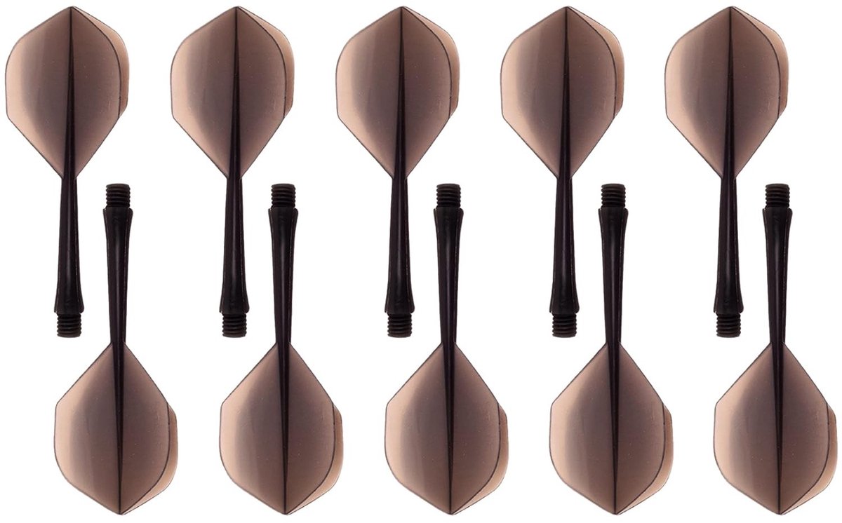 Pack van 10 Geïntegreerde Dart Schachten en Vliegen - Duurzaam Plastic Dart Set - Zwart