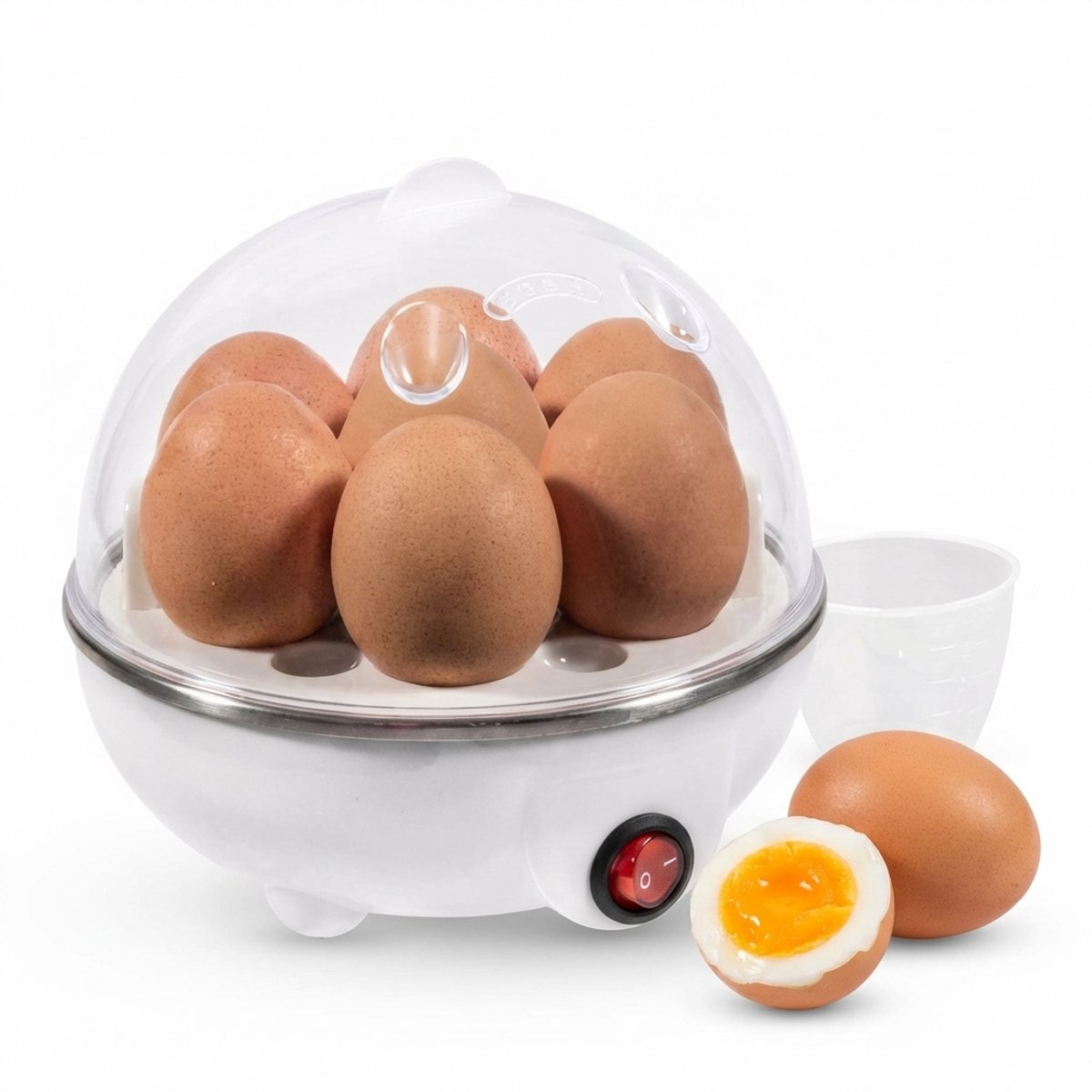 Eierkoker voor 7 Eieren – Elektrisch & Multifunctioneel – Koken, Pocheer & Stomen – Zacht, Medium of Hard – Automatisch Uitschakelen – Wit
