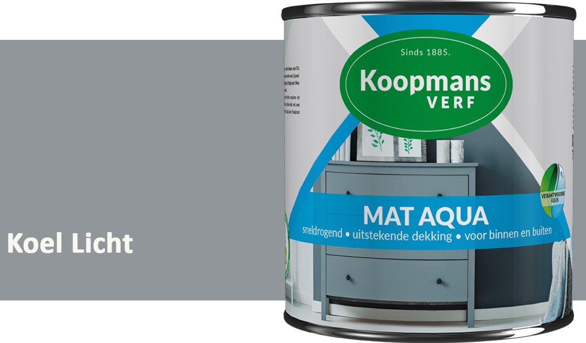 Koopmans Mat Aqua – Matte Lakverf – Streeploze Verf – Voor Deuren, Kozijnen & Meubels – Koel Licht – 2,5 l