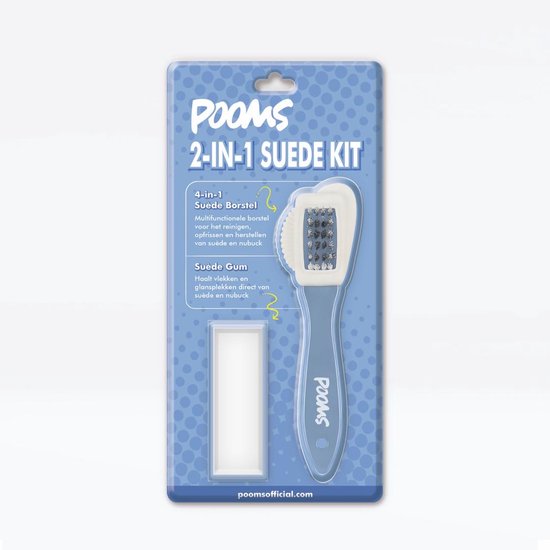 Pooms 2-in-1 Suède Reinigingsset - Suède & Nubuck Schoonmaken - Suède Borstel + Gum - Schoenverzorging - Reinigen & Herstellen - Geschikt voor Alle Suède Materialen