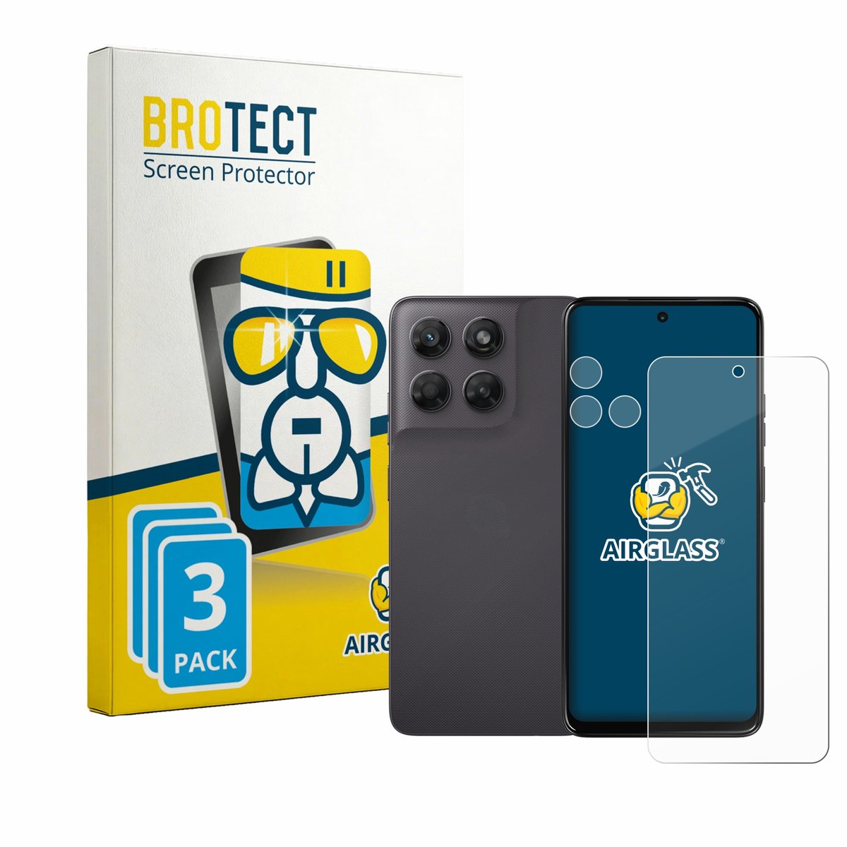 Screenprotector 3 Stuks voor Motorola Moto G47 (Voor+Camera) Beschermglas transparant