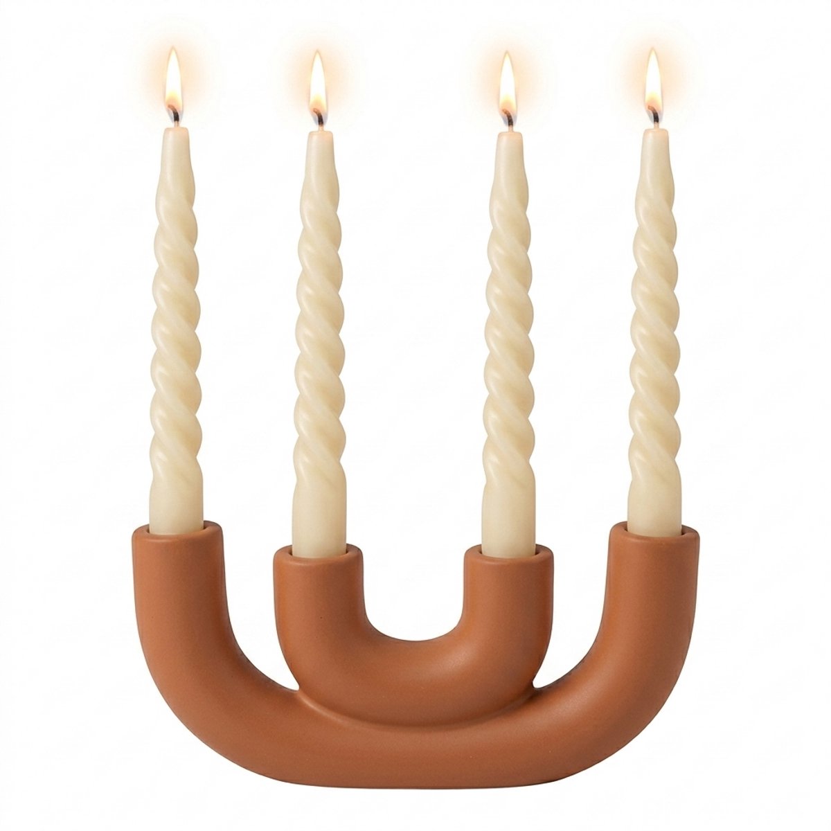 COZELLA® QUATTRO Kandelaar Keramiek – Kaarsenhouder 4 Kaarsen – Kaarsenstandaard Tafel Terracotta