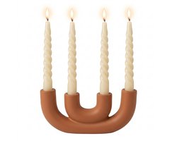 COZELLA® QUATTRO Kandelaar Keramiek – Kaarsenhouder 4 Kaarsen – Kaarsenstandaard Tafel Terracotta