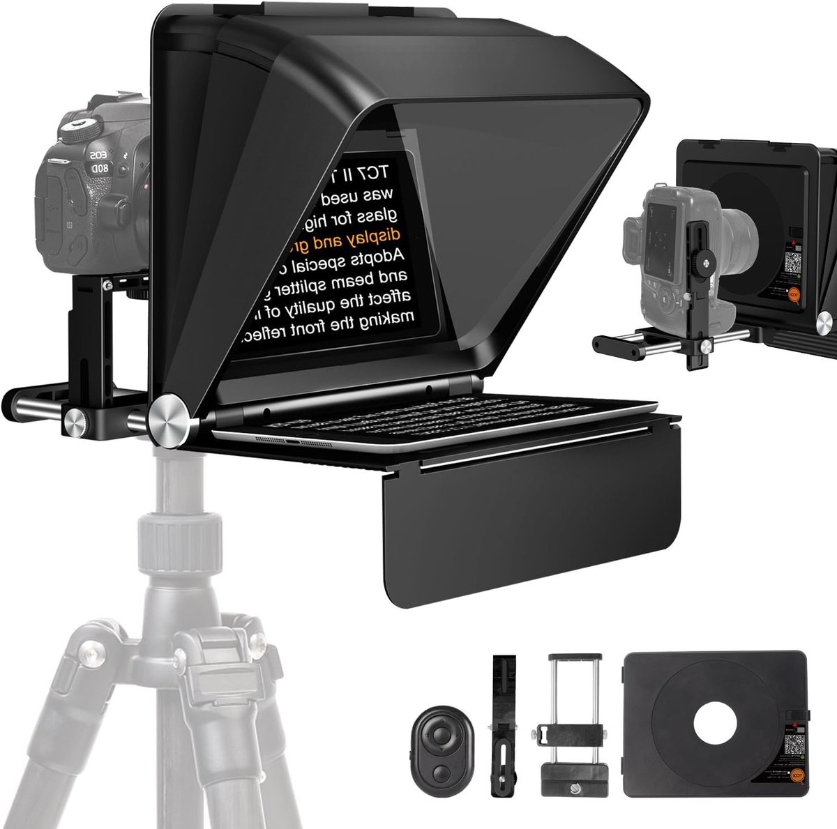 Mini Prompter voor Camera's - Geschikt voor iOS/Android, Ideaal voor Interviews, Online Educatie en Vloggen met 24-35MM Groothoeklens Ondersteuning