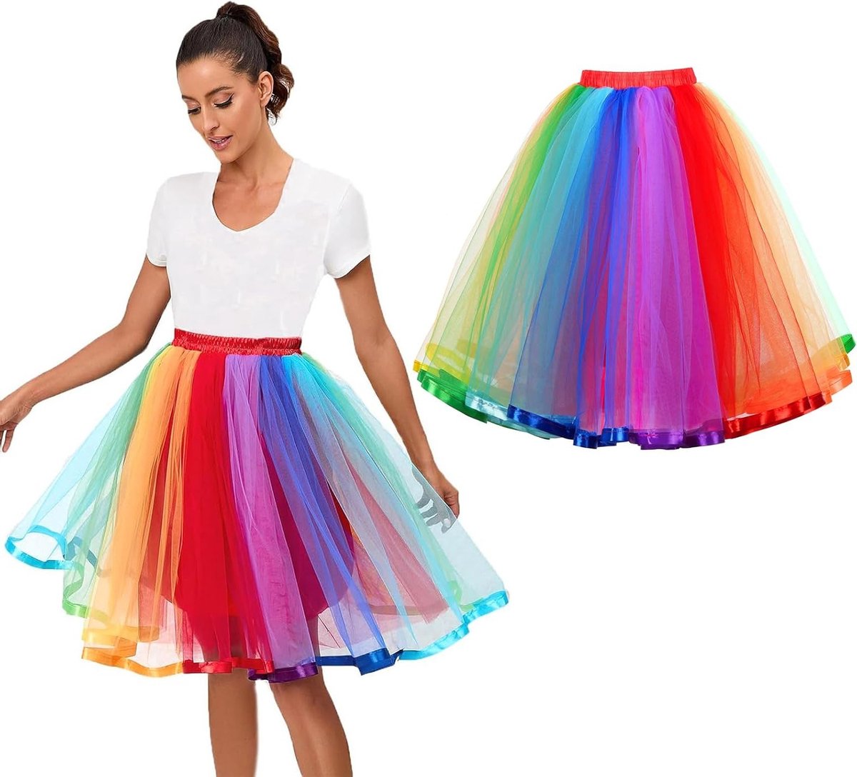 Elegante 4-laags Tulle Tutu Rok voor Dames, Perfect voor Feestjes, Dans, Halloween en Verkleedpartijen