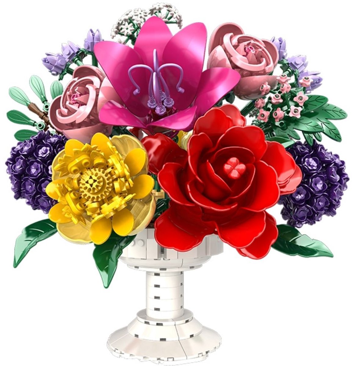 Woma 99143 Fantasie bloemstuk in vaas bouwset | Classic Creator speelgoed bouwpakketten voor volwassenen & kinderen | bouwdoos met 1070 bouwstenen