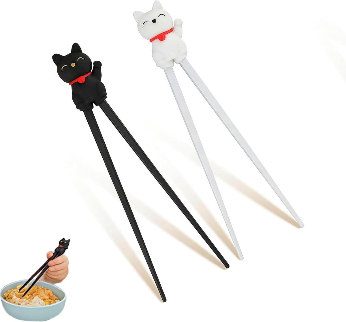 Herbruikbare niet-slip eetstokjes met kattenontwerp, ideaal voor beginners en als accessoire voor de Aziatische keuken, perfect voor sushi en noedels.