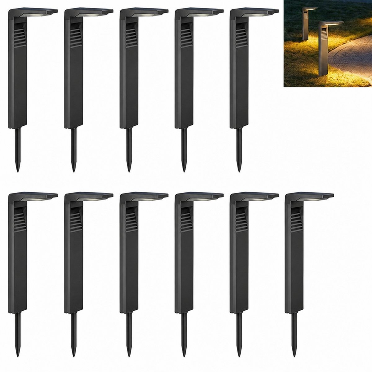 Jurrys Tuinverlichting - Tuinlampen - Solarlampen - Inritverlichting - Padverlichting - Zonne-energie - Automatisch - Abs - Grijs